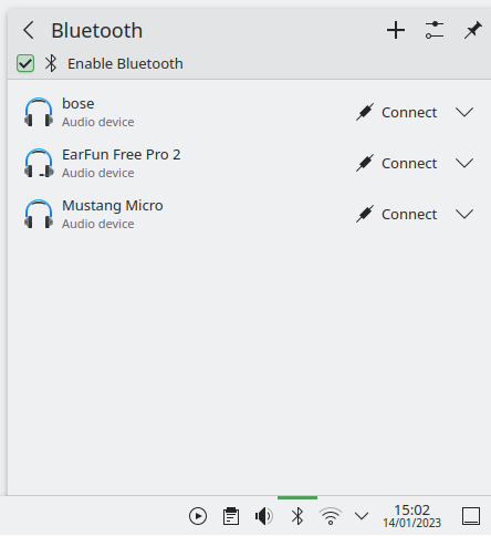 KDE Bluetooth applet